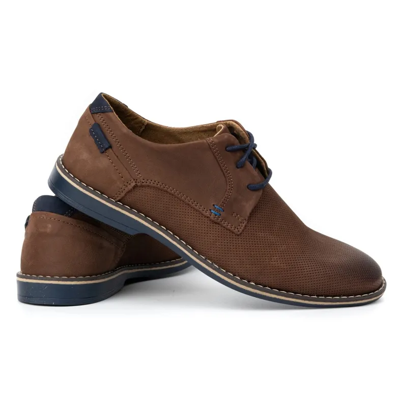 KOMODO Chaussures décontractées en cuir pour hommes 859L marron brun