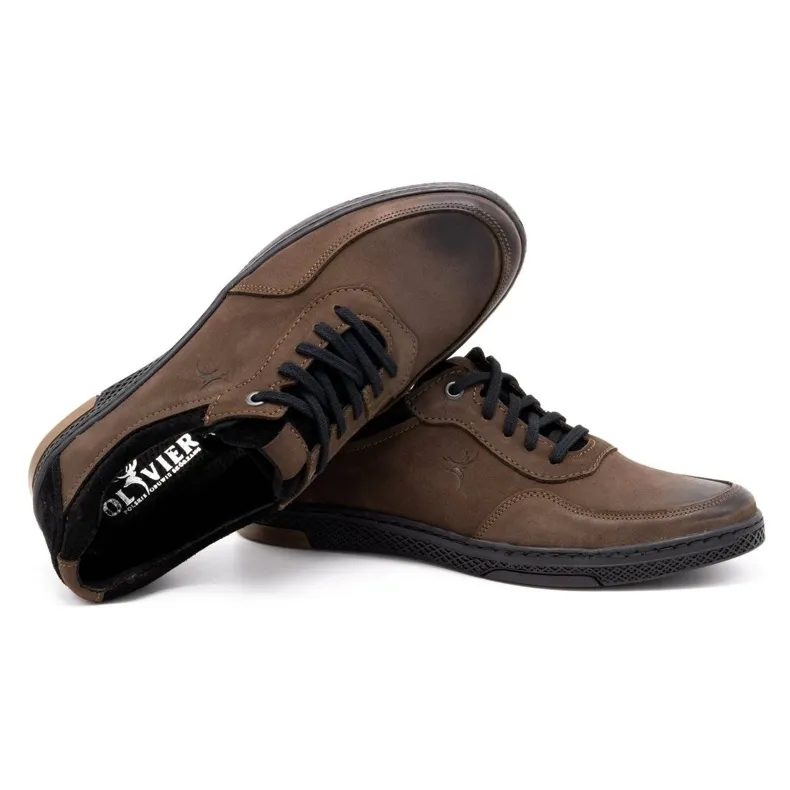 KOMODO Chaussures décontractées en cuir pour hommes 918K marron brun