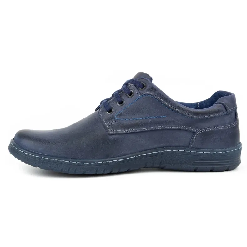 KOMODO Chaussures décontractées en cuir pour hommes 921K bleu marine