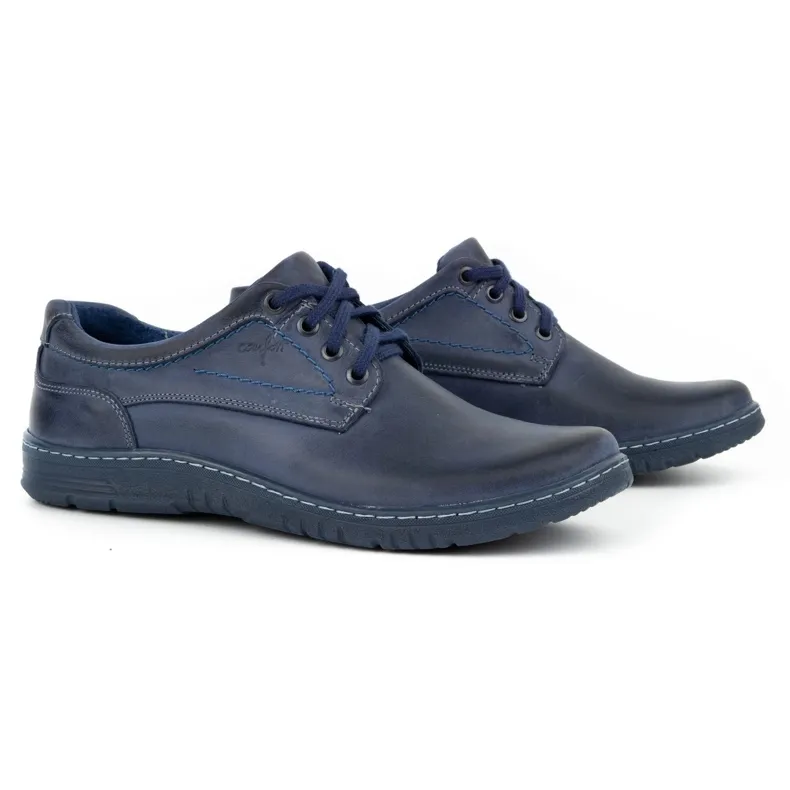 KOMODO Chaussures décontractées en cuir pour hommes 921K bleu marine