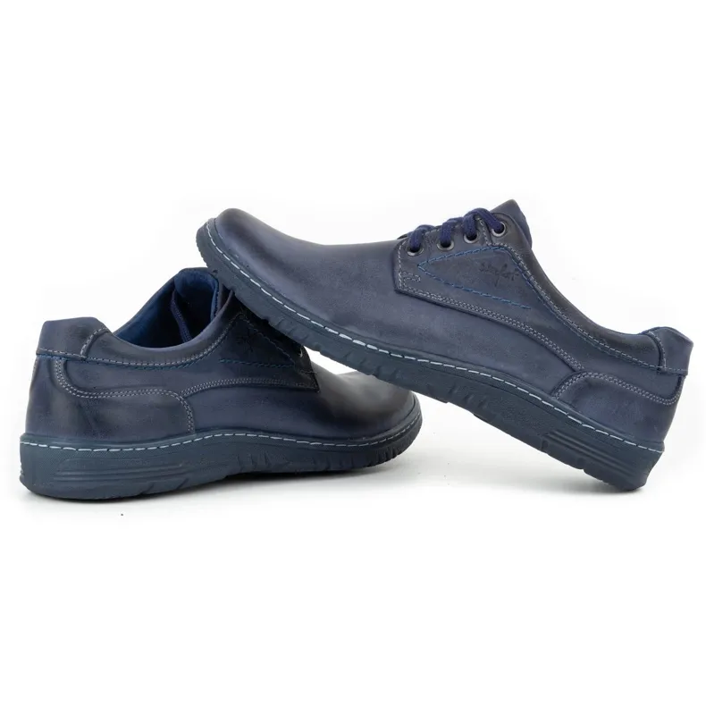 KOMODO Chaussures décontractées en cuir pour hommes 921K bleu marine