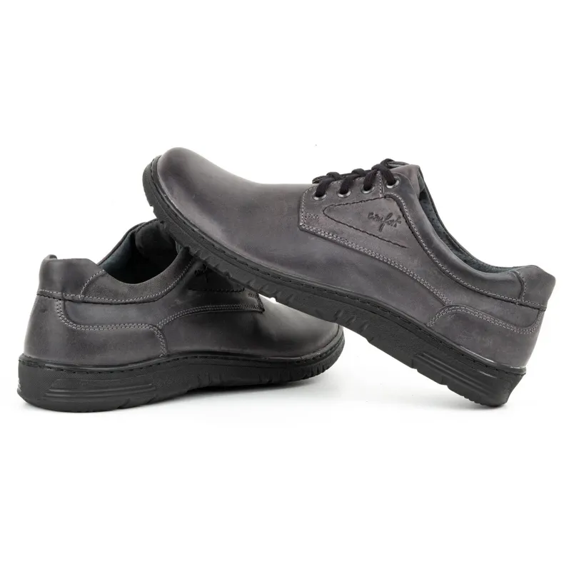 KOMODO Chaussures décontractées en cuir pour hommes 921K gris