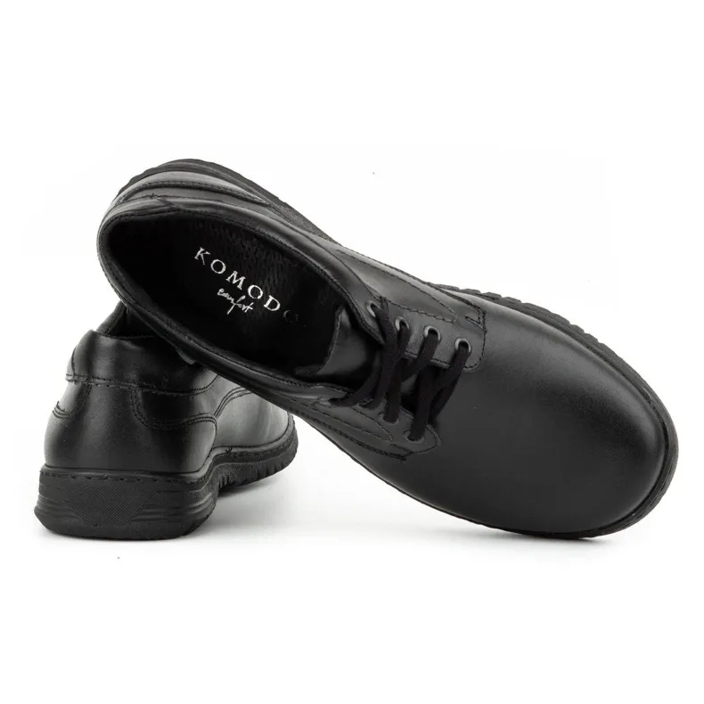 KOMODO Chaussures décontractées en cuir pour hommes 921K noir le noir