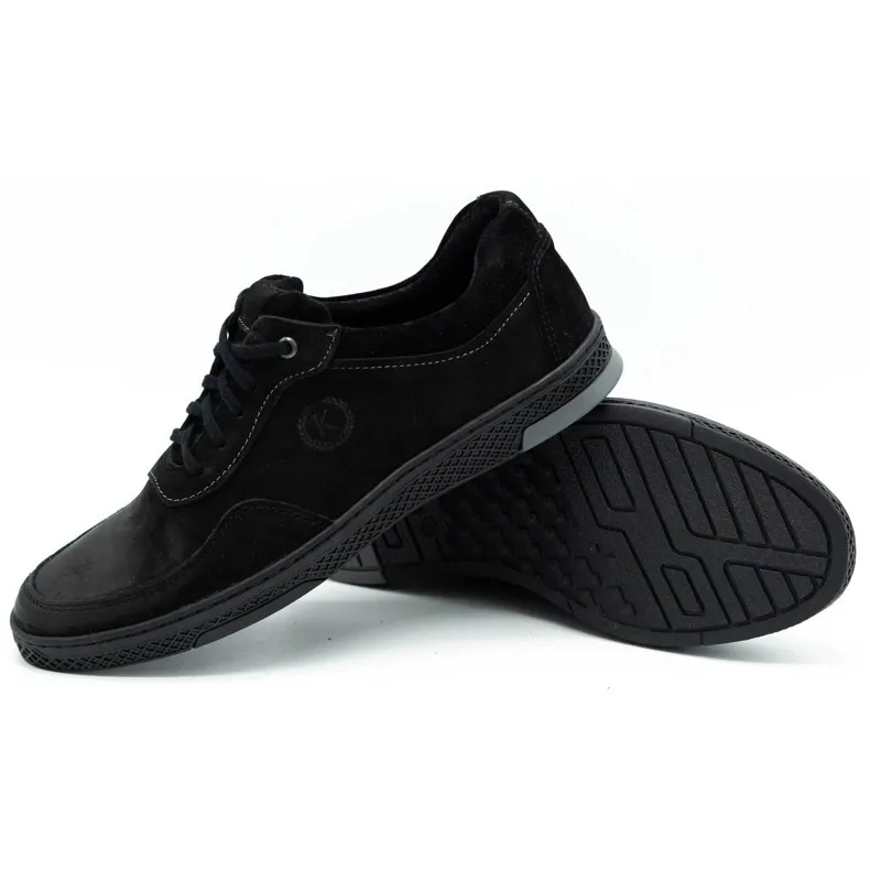 KOMODO Chaussures décontractées pour hommes en cuir noir 918K le noir