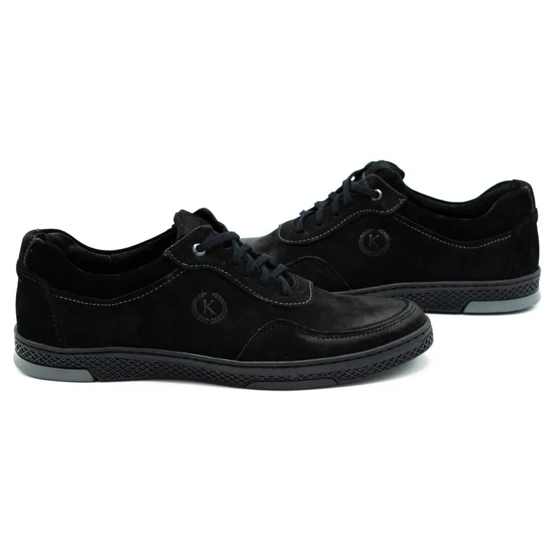 KOMODO Chaussures décontractées pour hommes en cuir noir 918K le noir