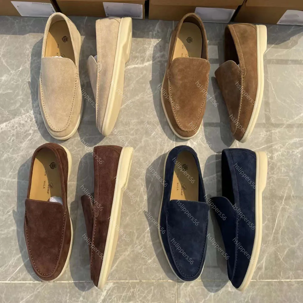 Loro Piano Luxury Chaussures Décontractées Valk Mocasins Men Vintage Brown Abricot Leather Chaussures Décontractées Design De Pi
