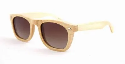 Lunettes de Soleil en Bois Clair Monture Bamboo Verres Miroirs