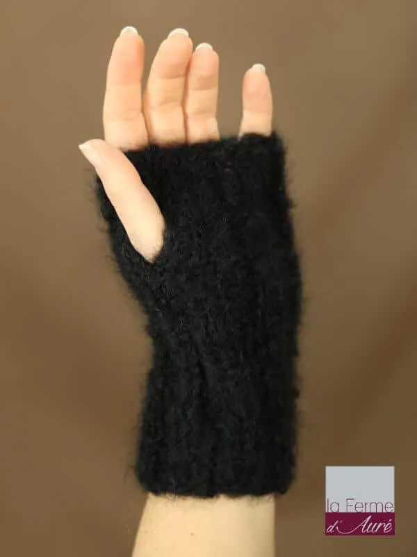 Mitaines Laine Mohair Noir - Tricot fermier - Mitaine en laine