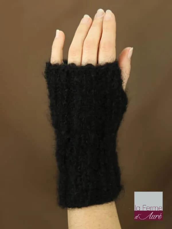 Mitaines Laine Mohair Noir - Tricot fermier - Mitaine en laine