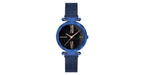 Montre femme ciel étoilé luxe bleue