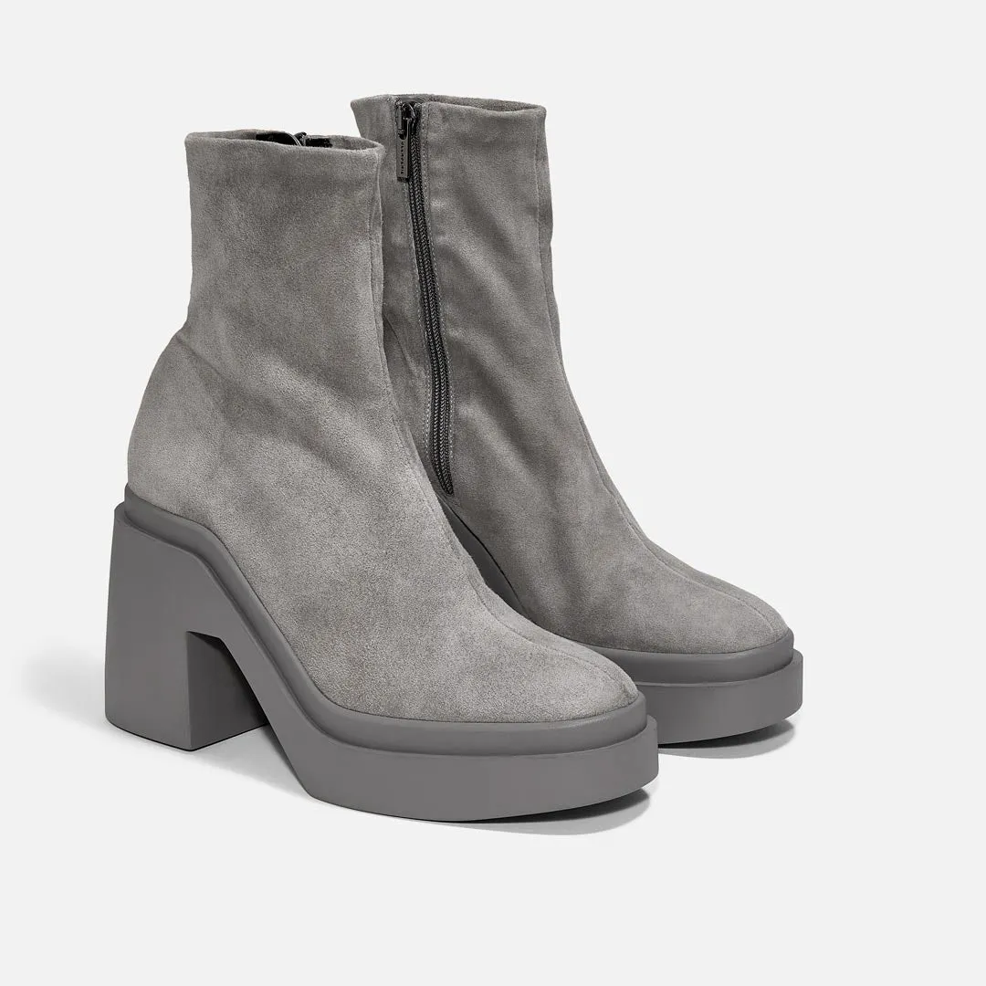 NINA bottines, cuir d'agneau velours gris || OUTLET