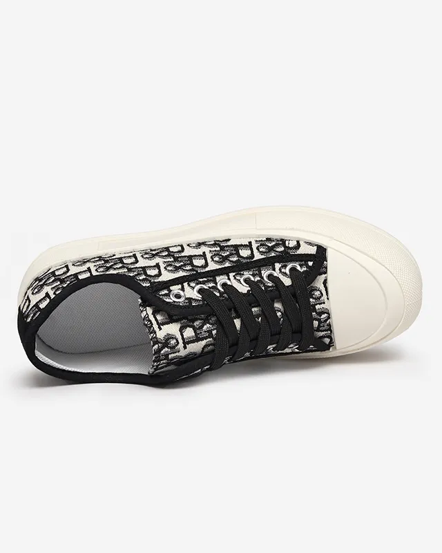 OUTLET Baskets pour femmes à motifs sur la plateforme de couleur noire Berika - Chaussures