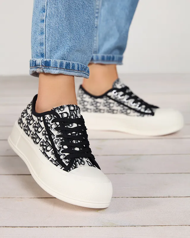 OUTLET Baskets pour femmes à motifs sur la plateforme de couleur noire Berika - Chaussures