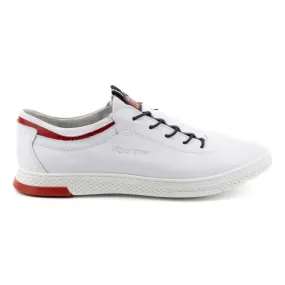 Polbut Chaussures décontractées en cuir pour hommes K23 blanc avec rouge blanche