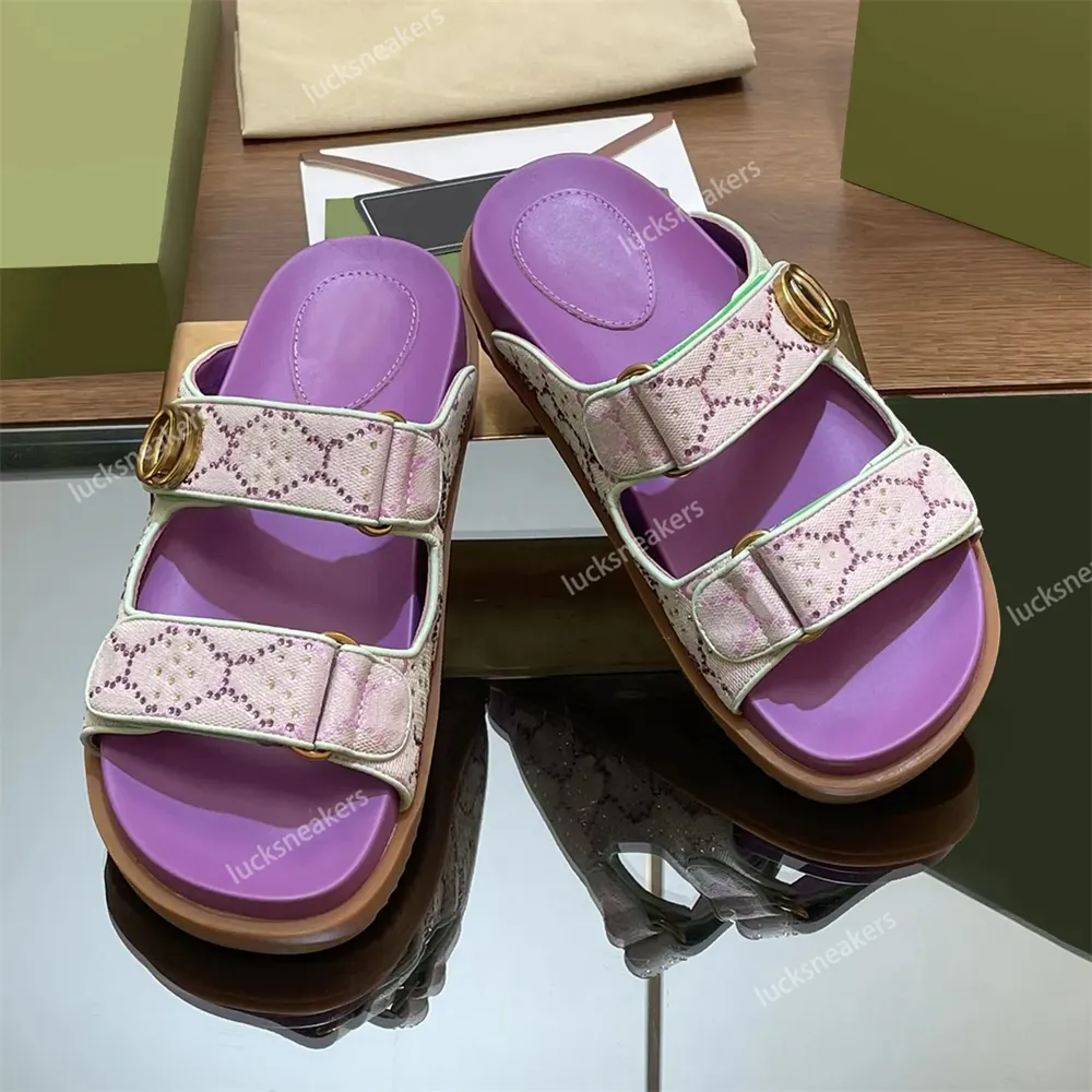 Sandales De Créateurs Chaussures Plates Mules Chaussures À Semelles Épaisses En Cuir Avec Deux Sangles De Plate Forme Pour Dames