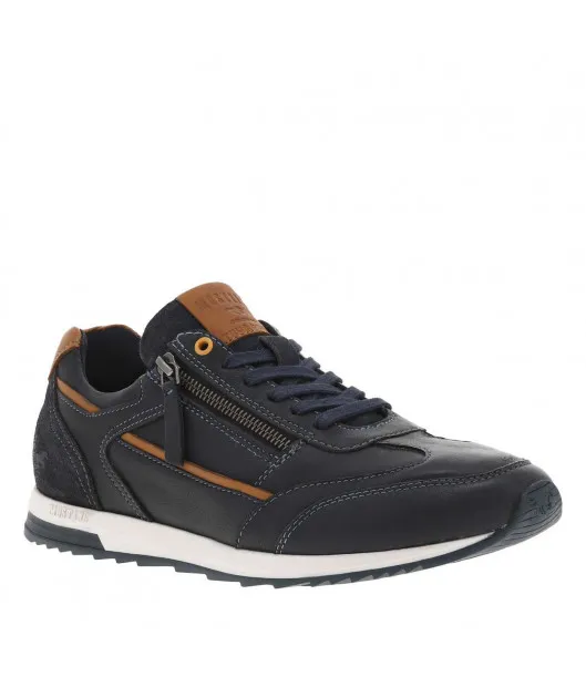 Sneakers bleu marine à semelle plate bicolore blanche et bleue et à lacets plats