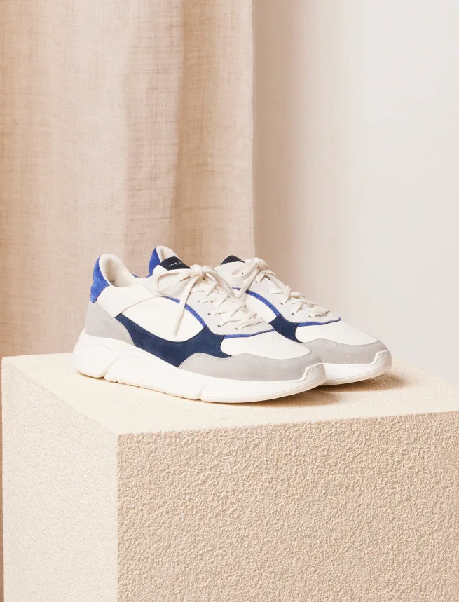 Sneakers en Cuir Bleu Electrique à Lacets pour Homme - Modèle Tom