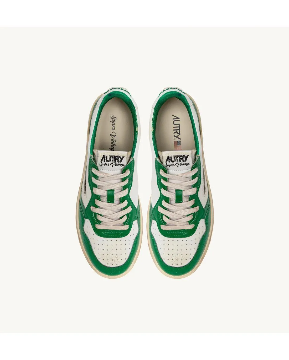 Sneakers MEDALIST SUPER VINTAGE LOW MAN en cuir blanc et vert - Autry  | Chez Maman Rouen