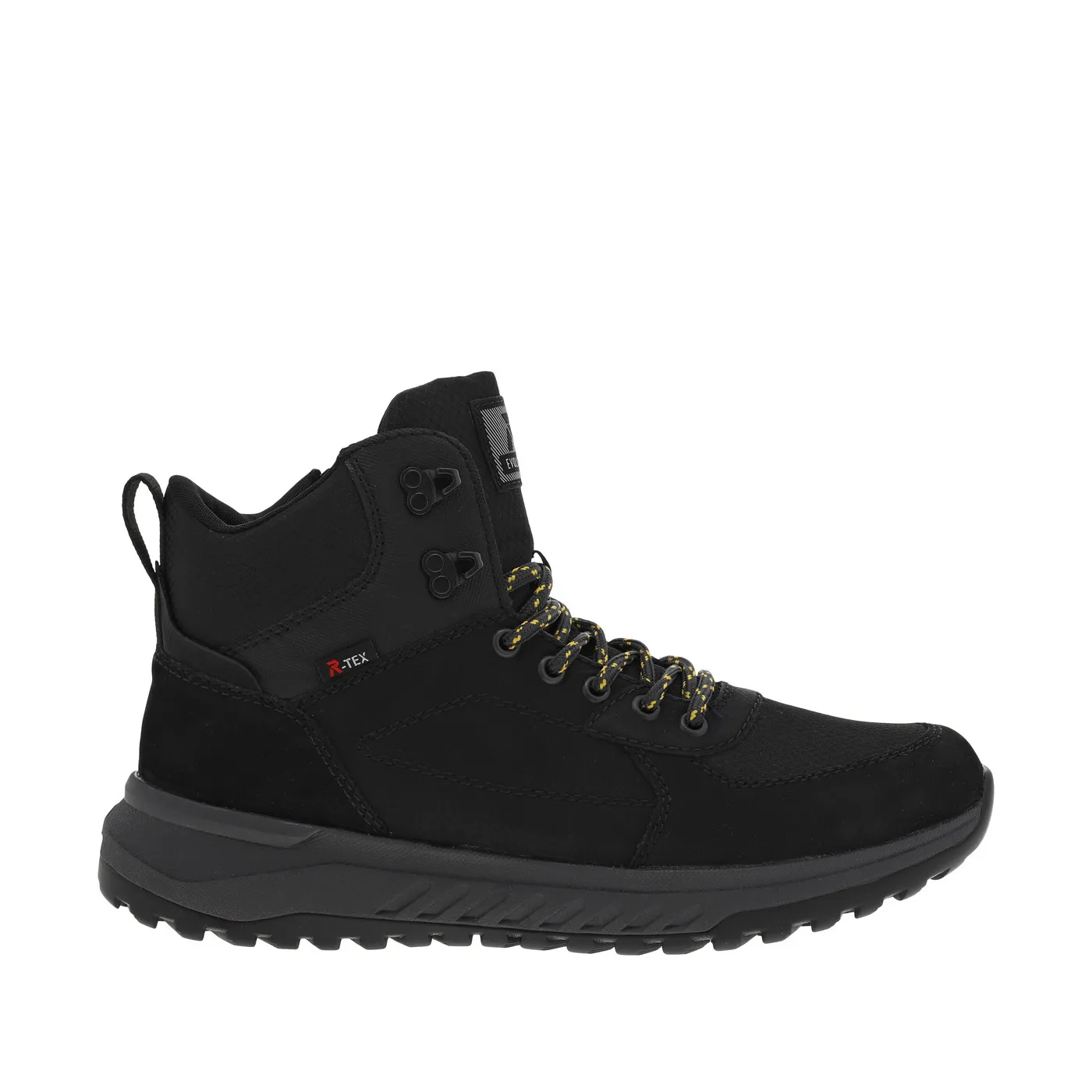 Sneakers montantes en mesh synthétique noir à semelle running semi-compensée plate et à lacets et zip latéral