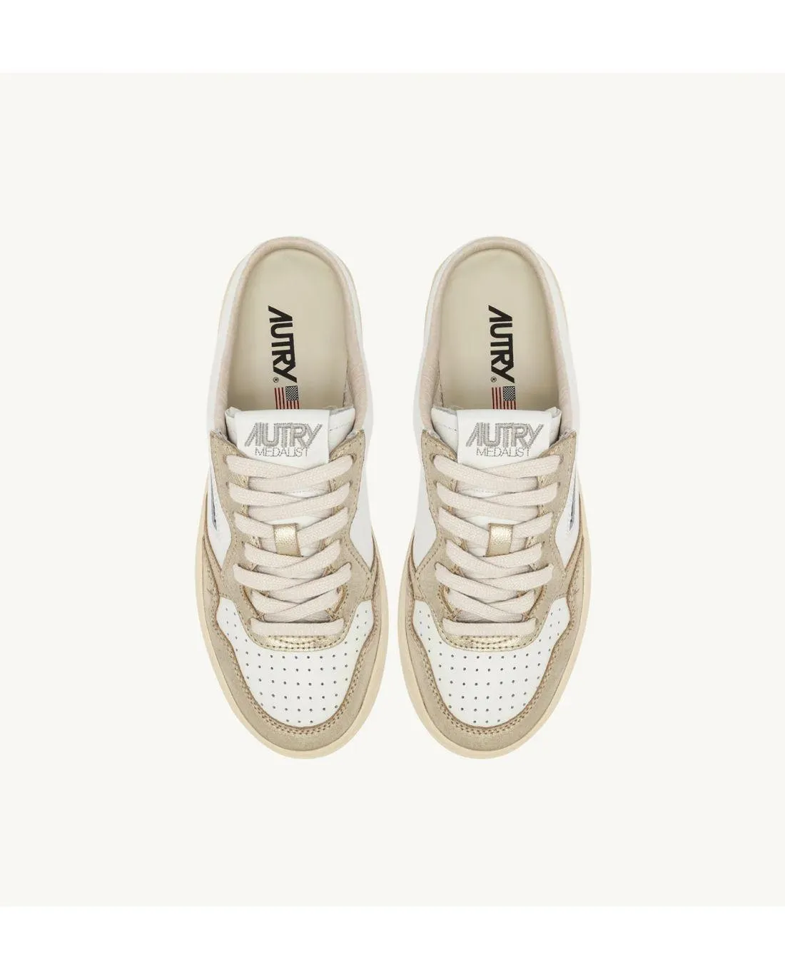 SNEAKERS MULE LOW WOMEN CUIR BLANC ET PLATINE - Autry  | Chez Maman Rouen