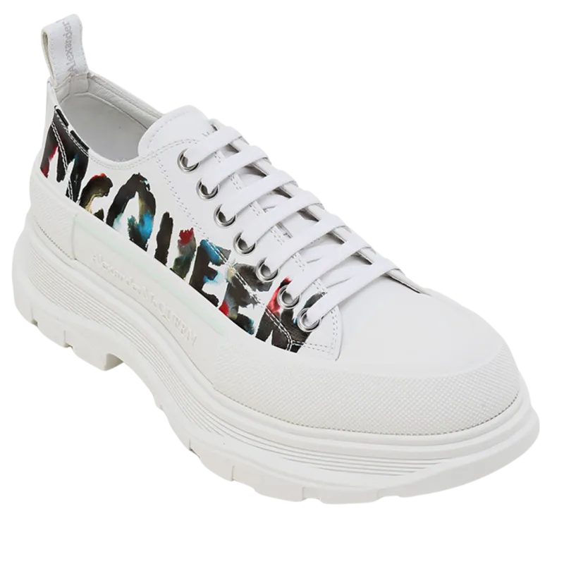 Sneakers Tread Slick lacets cuir blanc signature multicolore