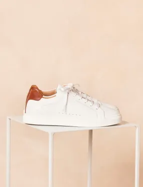 Sneakers à Lacets pour Homme en Cuir Blanc et Camel - Modèle Billy