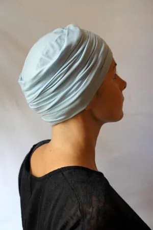 Turban Plissé pour chimiothérapie Foudre - Bleu ciel