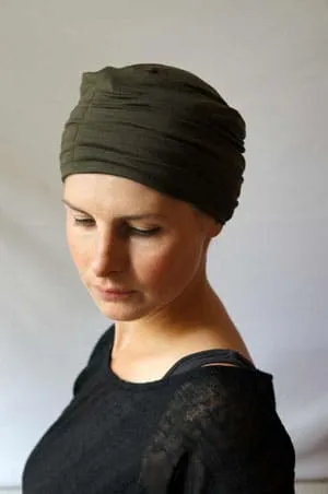 Turban Plissé pour chimiothérapie Foudre - Vert kaki