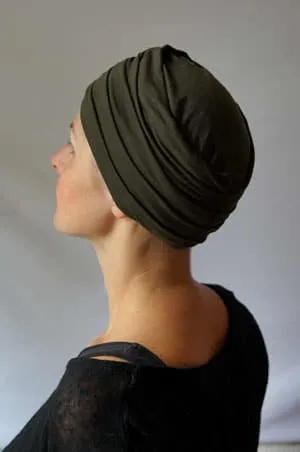 Turban Plissé pour chimiothérapie Foudre - Vert kaki